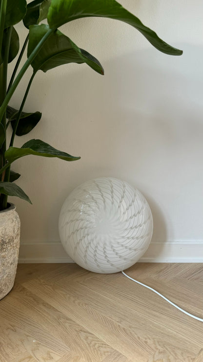 White vintage Murano ceiling lamp with peacock swirl, 36 cm