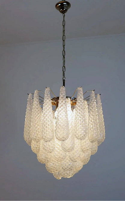 Murano lysekrone | Dråber | 41 glas | Klart glas