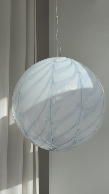 Lyseblå Murano peacock pendel, 40 cm